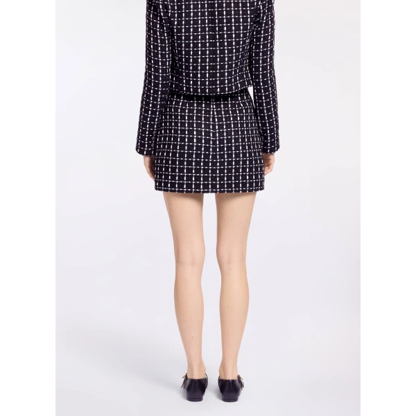 Elie Saab Tweed Short Skirt in White featuring Black & White Tweed – Luxury Designer Fashion at Luxury Shoes .