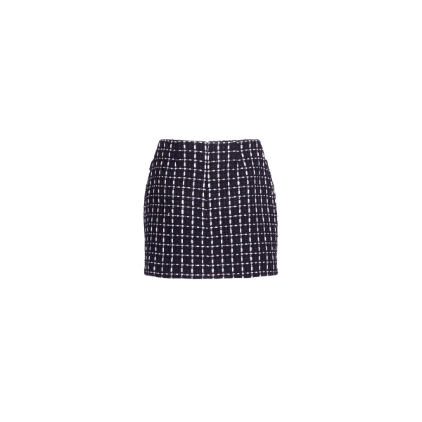 Elie Saab Tweed Short Skirt in White featuring Black & White Tweed – Luxury Designer Fashion at Luxury Shoes .