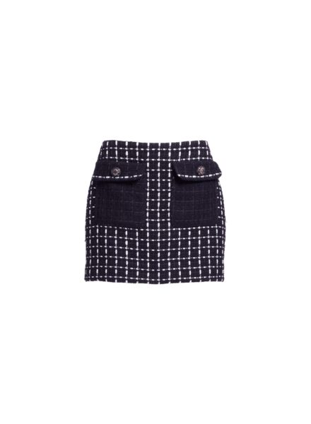 Elie Saab Tweed Short Skirt in White featuring Black & White Tweed – Luxury Designer Fashion at Luxury Shoes .