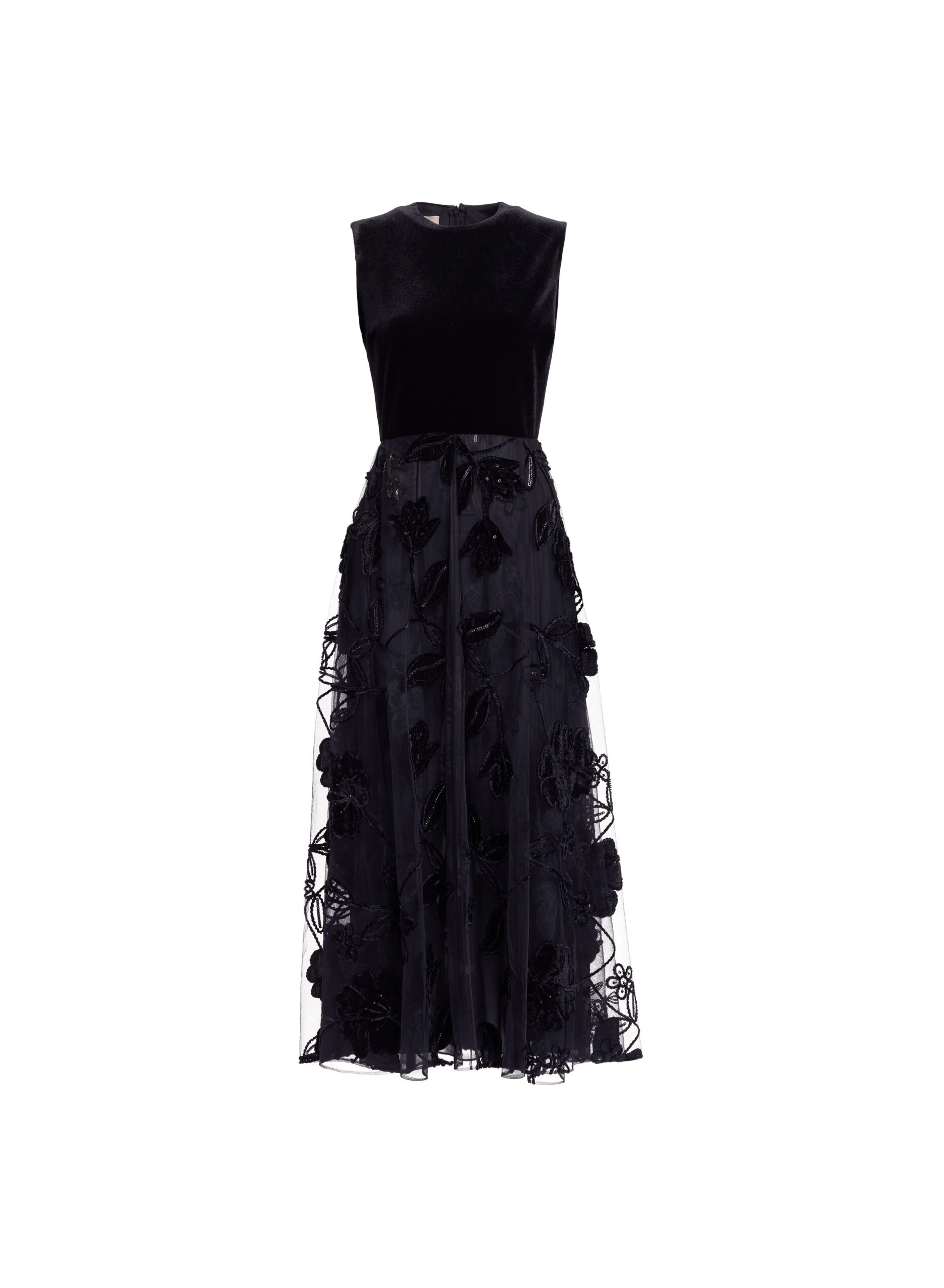 Elie Saab Velvet Embroidered Midi Dress Elie Saab Velvet Embroidered Midi Dress in Black featuring Round Neck – Luxury Designer Fashion at Luxury Shoes .