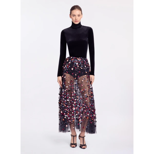 Elie Saab Velvet Top in Black featuring High Neck – Luxury Designer Fashion at Luxury Shoes .