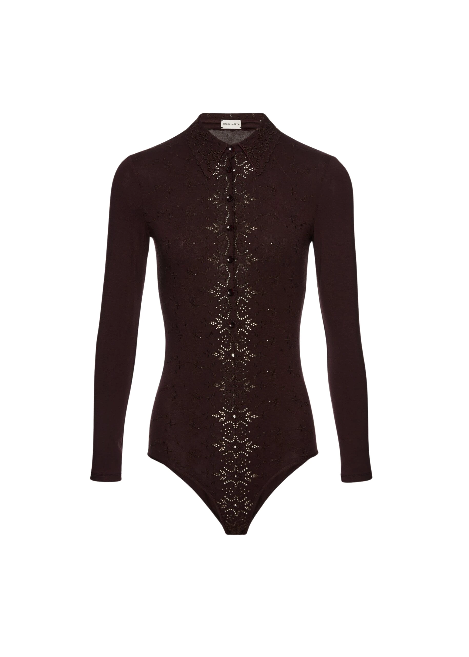 Magda-Butrym-Long-Sleeve-Tricot-Polo-Bodysuit-In-Brown-scaled48230_nobg Magda Butrym Bodysuit luxury Bodysuit from Luxury Handbags Marketplace
