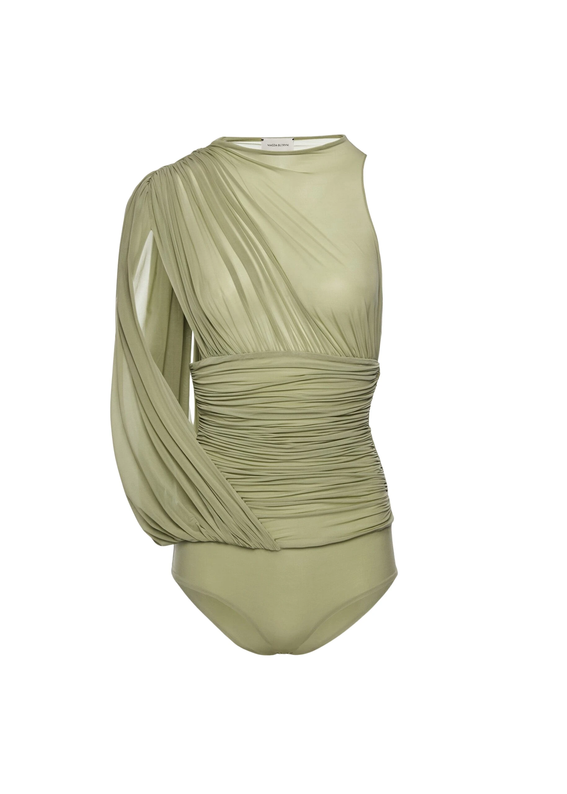 Magda-Butrym-Sheer-Draped-Bodysuit-In-Green-scaled59589_nobg Magda Butrym Bodysuit luxury Bodysuit from Luxury Handbags Marketplace