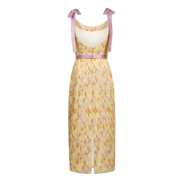 Markarian dresses with romantic neckline and structured silhouette