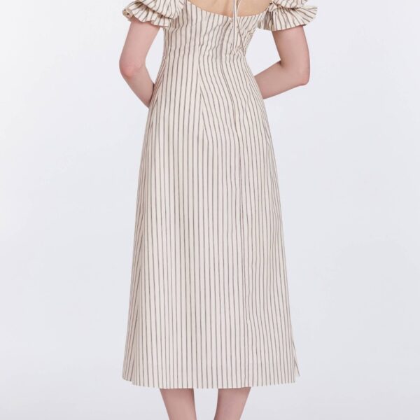 Markarian Alia Striped Cotton Puff Sleeve Midi Dress, view 6