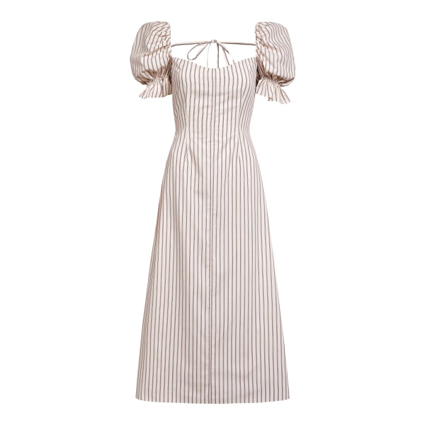 Markarian gown with romantic neckline and structured silhouette