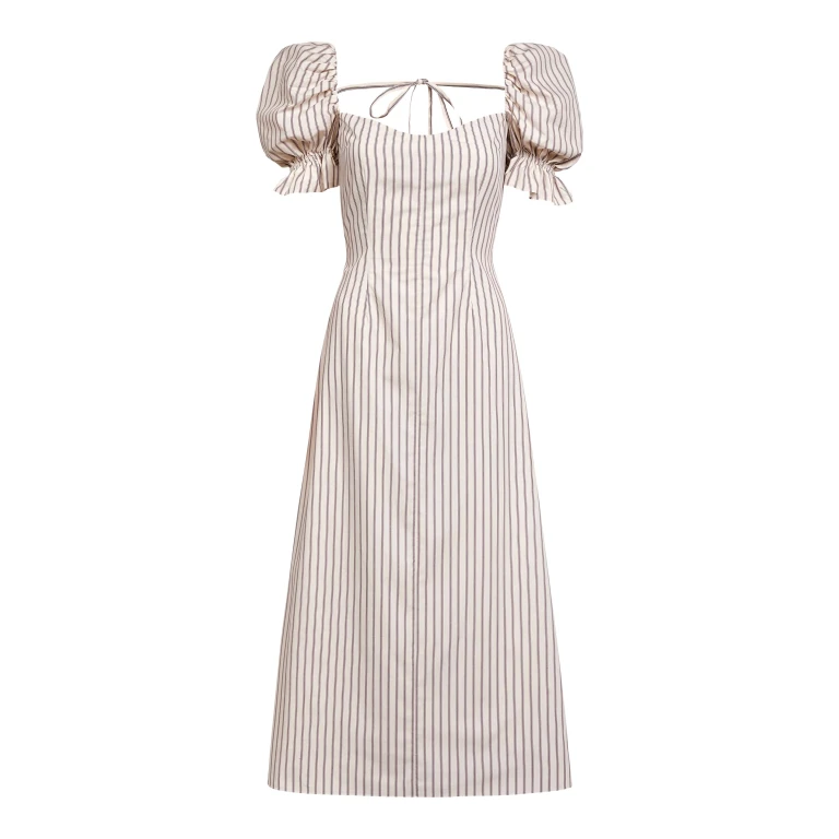 Markarian gown with romantic neckline and structured silhouette