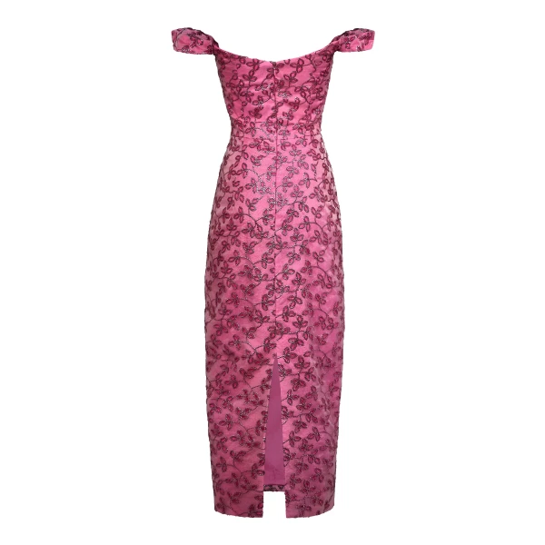 Markarian dresses with romantic neckline and structured silhouette