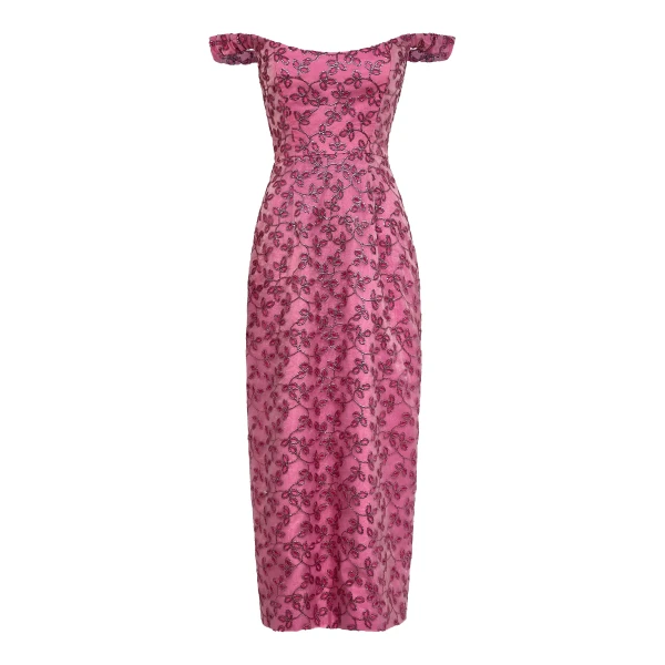 Markarian gown with romantic neckline and structured silhouette