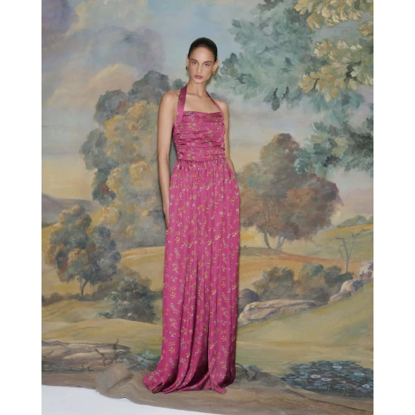 Markarian dress with romantic neckline and structured silhouette