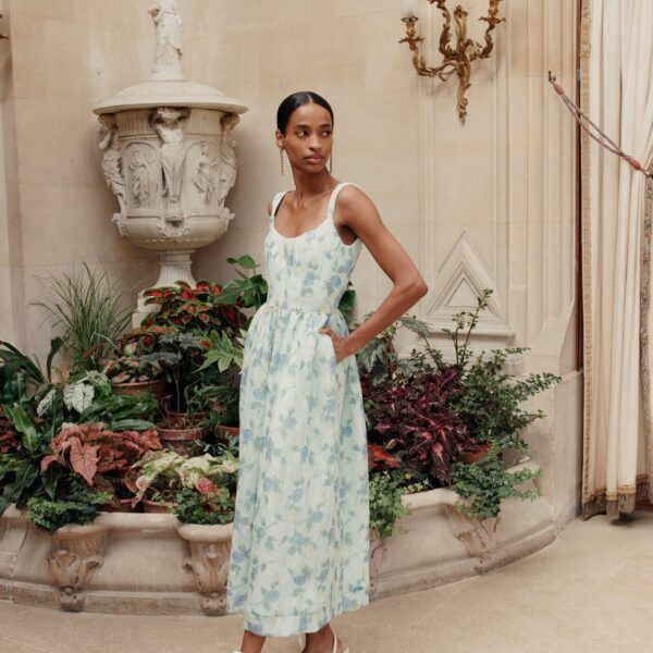 Markarian Apple Floral Organza Midi Dress, view 2