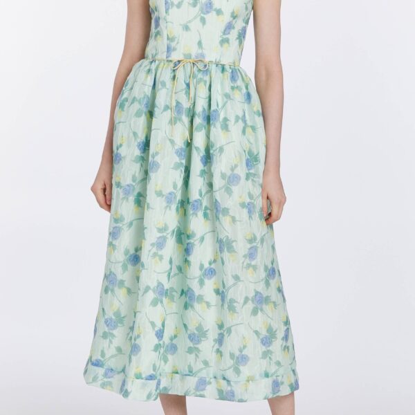 Markarian Apple Floral Organza Midi Dress, view 3