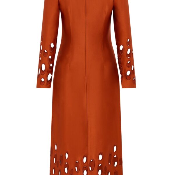 Markarian dresses with romantic neckline and structured silhouette