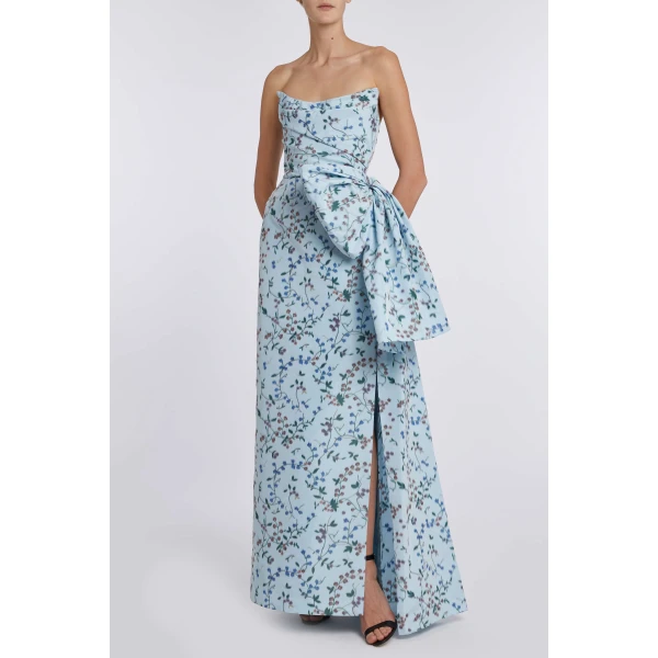 Markarian dresses with romantic neckline and structured silhouette