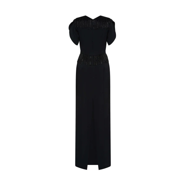 Markarian dresses with romantic neckline and structured silhouette