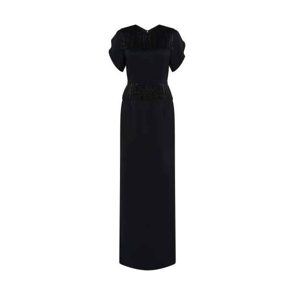 Markarian gown with romantic neckline and structured silhouette