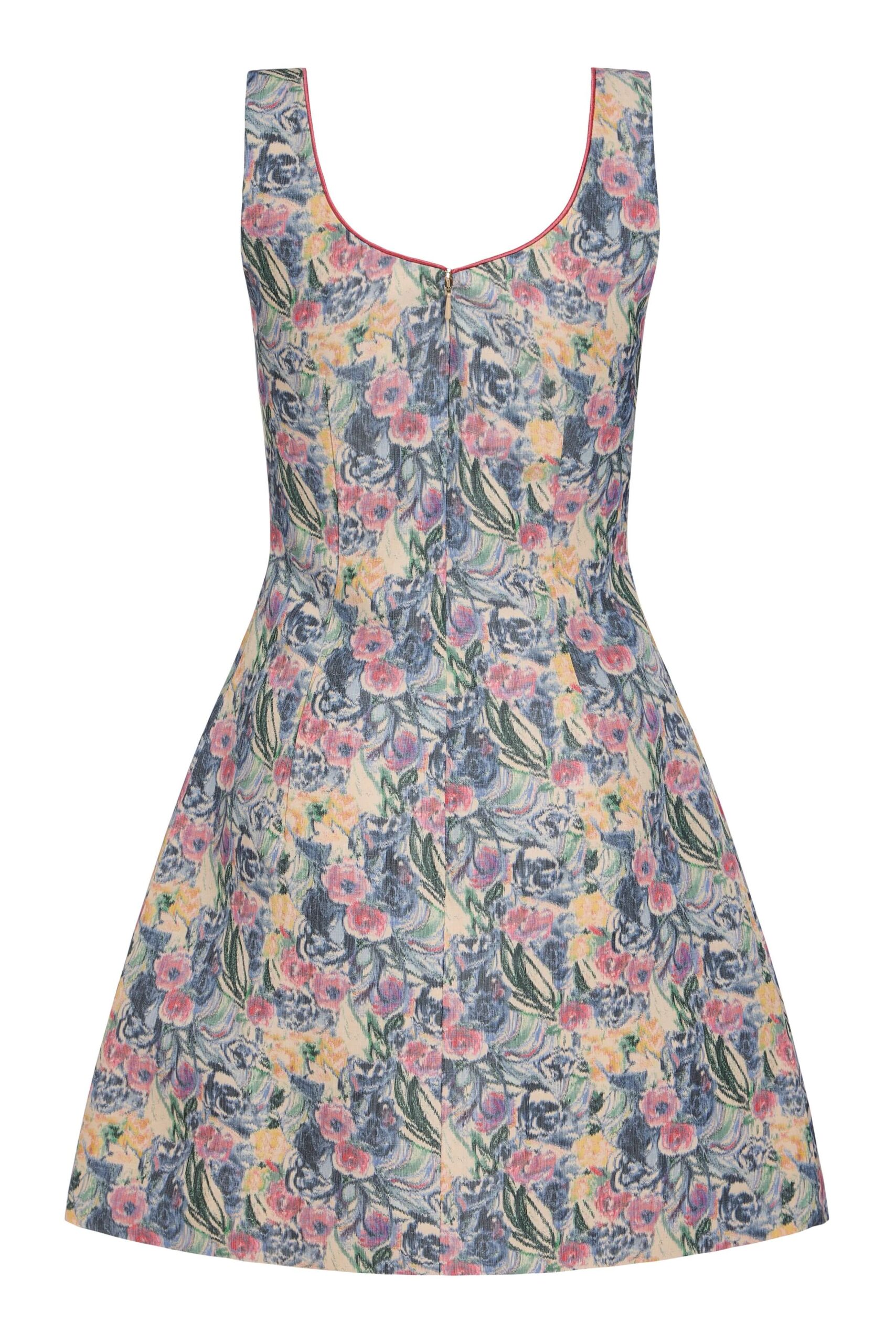 Markarian dress with romantic neckline and structured silhouette