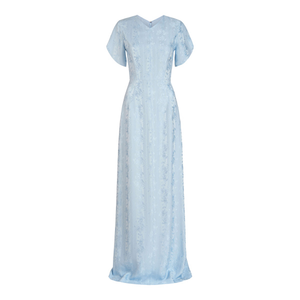 Markarian gown with romantic neckline and structured silhouette