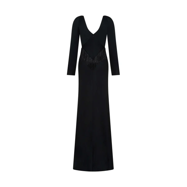 Markarian dresses with romantic neckline and structured silhouette