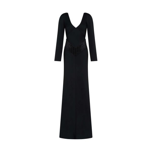 Markarian gown with romantic neckline and structured silhouette