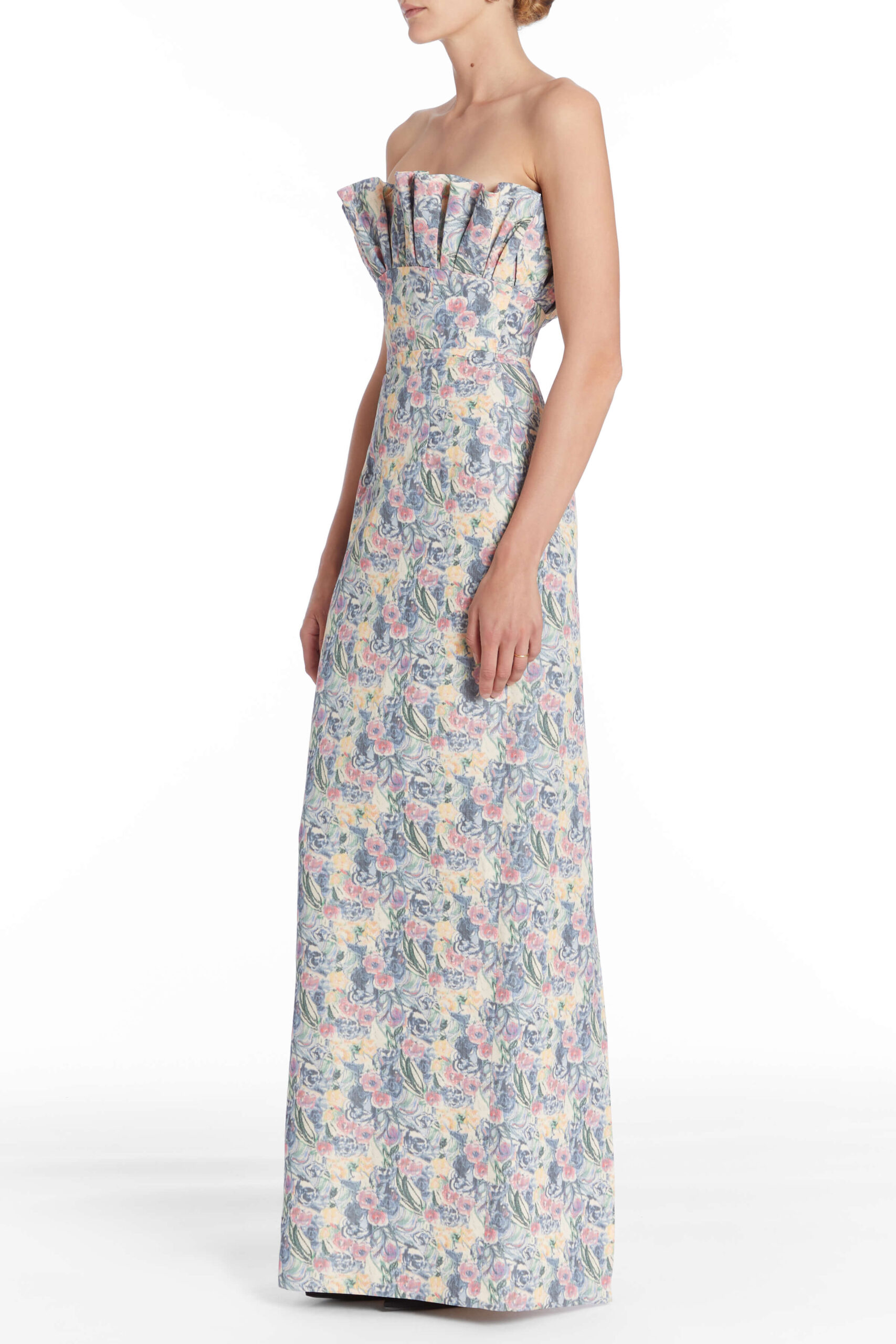 Markarian bridal with romantic neckline and structured silhouette