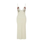 Markarian gown with romantic neckline and structured silhouette