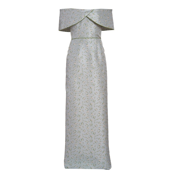 Markarian gown with romantic neckline and structured silhouette