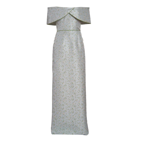 Markarian gown with romantic neckline and structured silhouette
