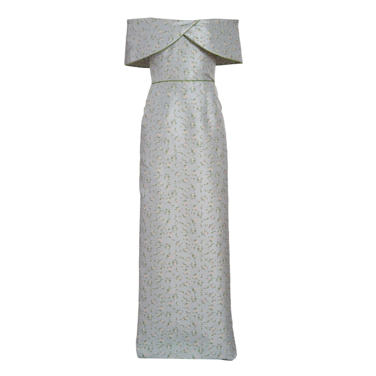 Markarian gown with romantic neckline and structured silhouette