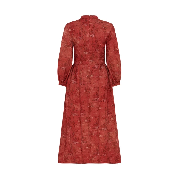 Markarian dresses with romantic neckline and structured silhouette