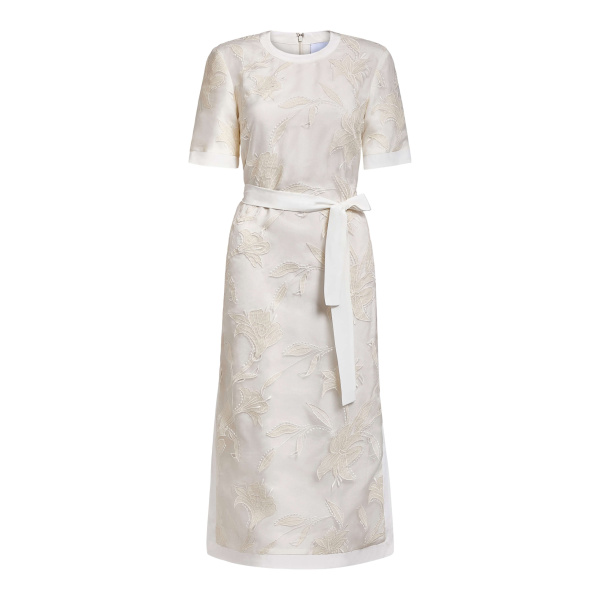 Markarian gown with romantic neckline and structured silhouette