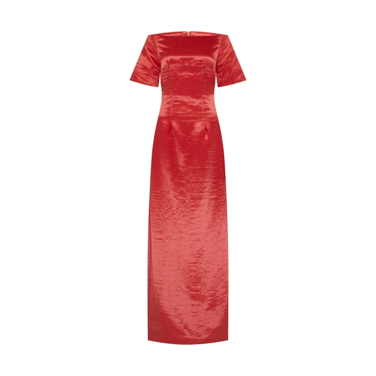 Markarian gown with romantic neckline and structured silhouette