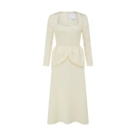 Markarian gown with romantic neckline and structured silhouette