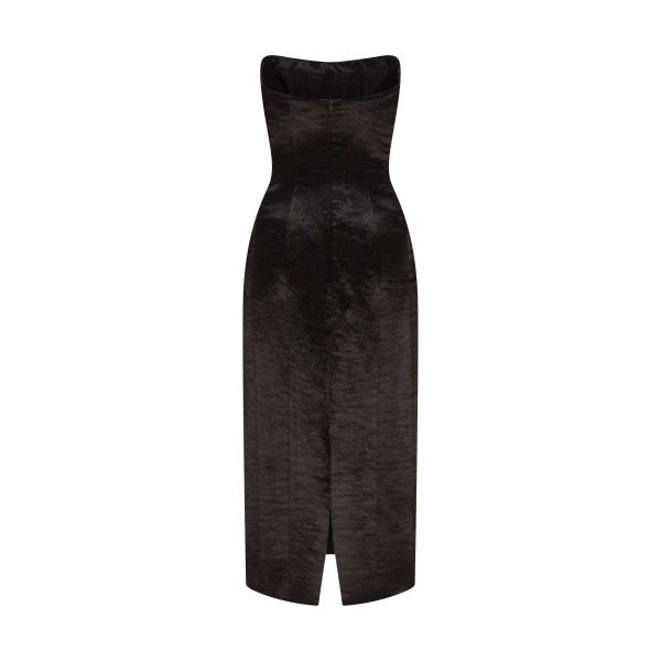 Markarian dresses with romantic neckline and structured silhouette