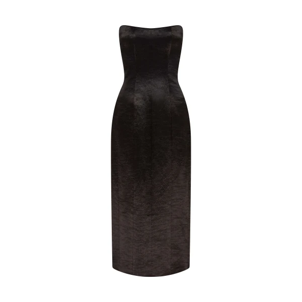 Markarian gown with romantic neckline and structured silhouette
