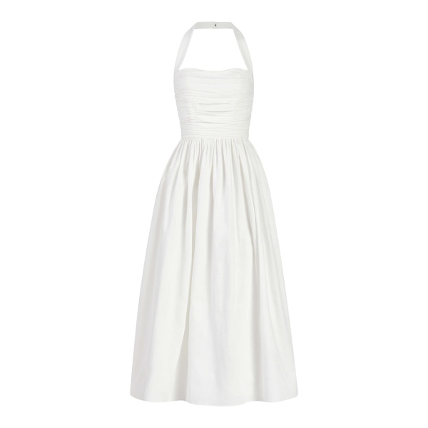 Markarian gown with romantic neckline and structured silhouette