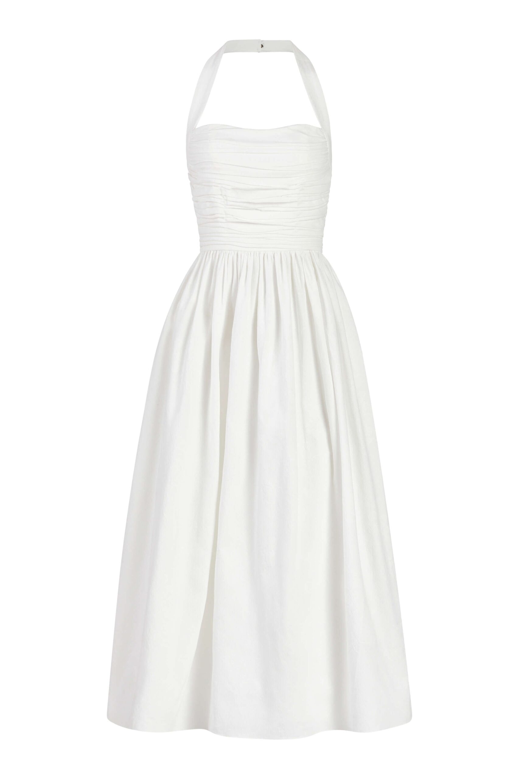 Markarian Leia Off-White Ruched Halter Midi Dress