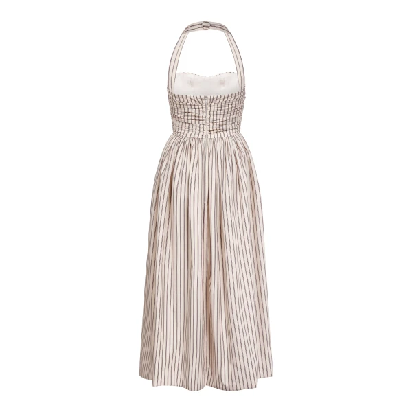 Markarian dresses with romantic neckline and structured silhouette