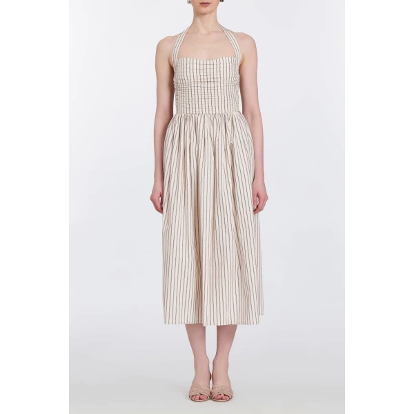 Markarian bridal with romantic neckline and structured silhouette
