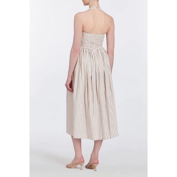 Markarian gowns with romantic neckline and structured silhouette