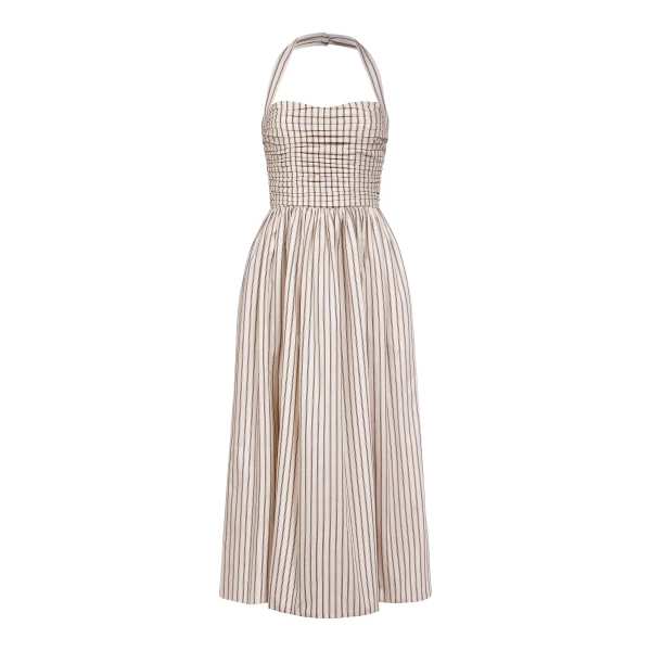 Markarian gown with romantic neckline and structured silhouette