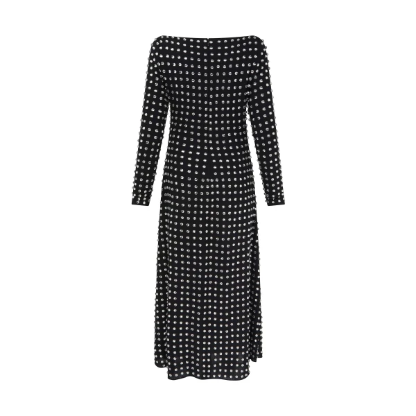 Markarian dresses with romantic neckline and structured silhouette