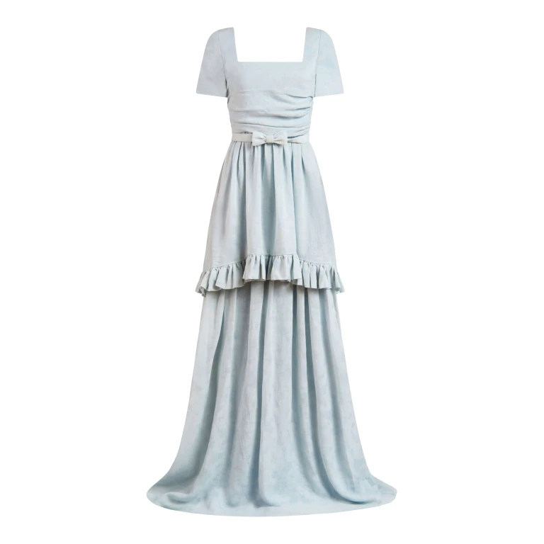 Markarian gown with romantic neckline and structured silhouette