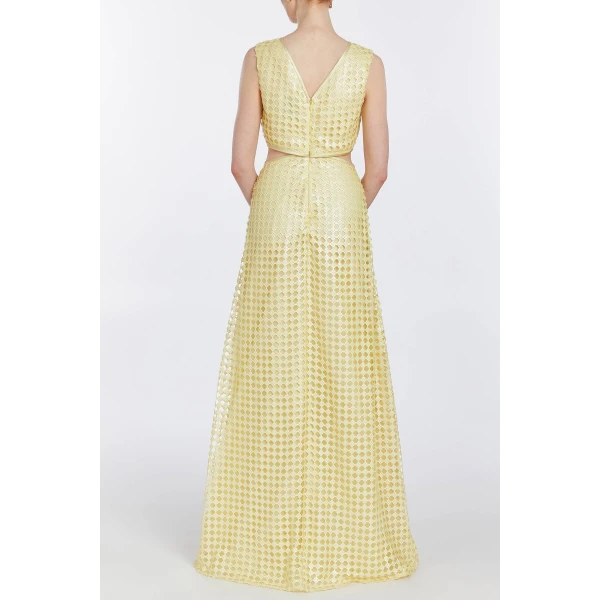 Markarian gowns with romantic neckline and structured silhouette