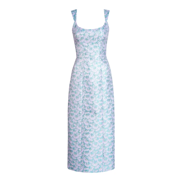 Markarian gown with romantic neckline and structured silhouette