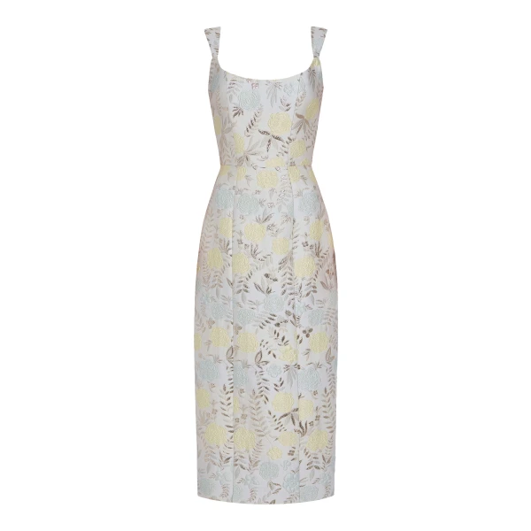 Markarian gowns with romantic neckline and structured silhouette