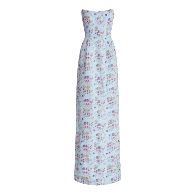 Markarian gown with romantic neckline and structured silhouette