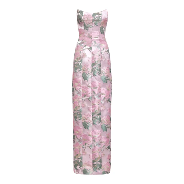 Markarian gown with romantic neckline and structured silhouette