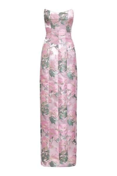 Markarian gown with romantic neckline and structured silhouette