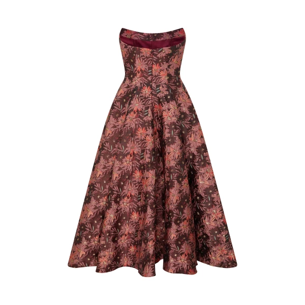 Markarian dresses with romantic neckline and structured silhouette